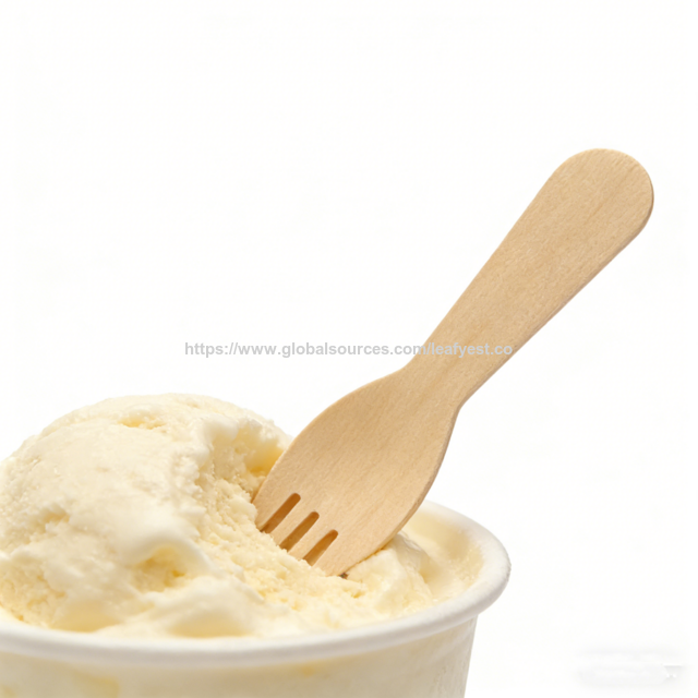 Leafyes 92 mm Ecológico más vendido Desechable Tenedor de Madera Biodegradable de Abedul Cubiertos Naturales Cuchillo Cuchara Tenedor