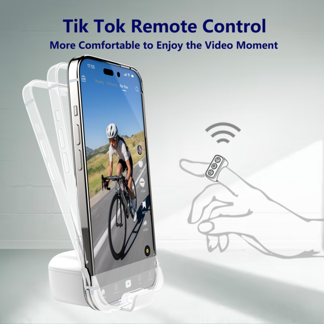 Controle Remoto de Anel de Rolagem TikTok para Kindle, Virador de Página de APP, Gravação de Vídeo Selfie, Compatível com iOS Android com Suporte para Celular