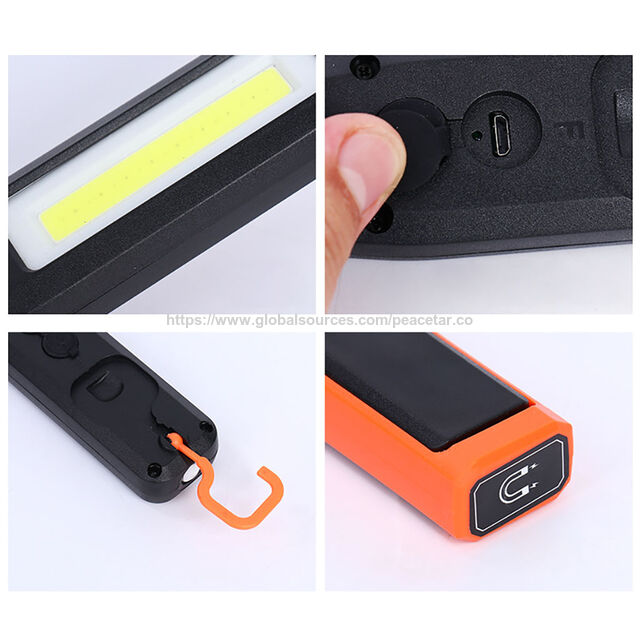 Lampe de travail magnétique rechargeable COB avec rotation à 360 degrés. Dispose de 3 modes d'éclairage réglables.
