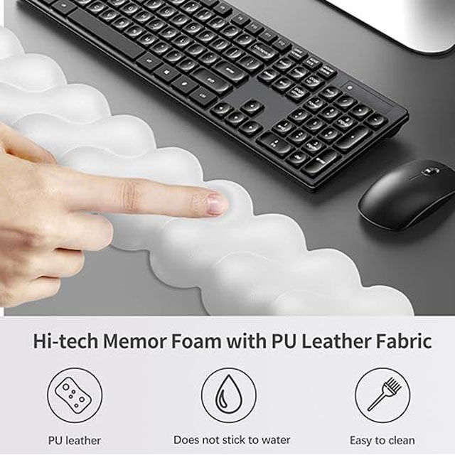 Repose-poignet en Cuir pour Clavier et Souris, Tapis de Souris Élargi Amélioré, Mousse à Mémoire de Forme Ergonomique avec Base Antidérapante pour le Travail de Bureau