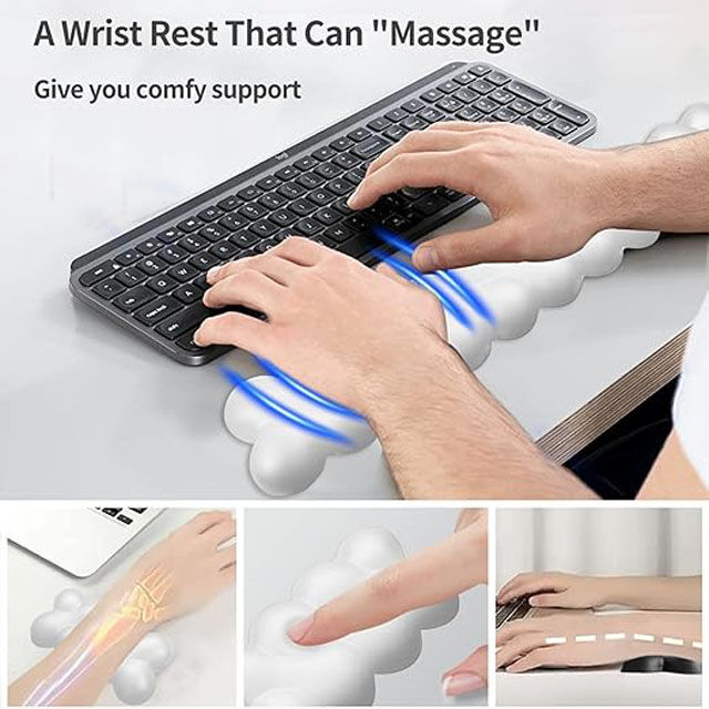 Repose-poignet en Cuir pour Clavier et Souris, Tapis de Souris Élargi Amélioré, Mousse à Mémoire de Forme Ergonomique avec Base Antidérapante pour le Travail de Bureau