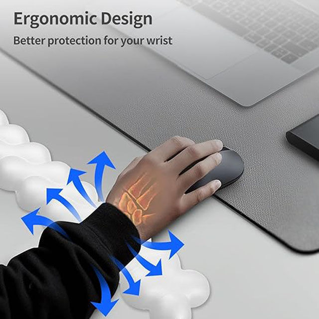 Repose-poignet en Cuir pour Clavier et Souris, Tapis de Souris Élargi Amélioré, Mousse à Mémoire de Forme Ergonomique avec Base Antidérapante pour le Travail de Bureau