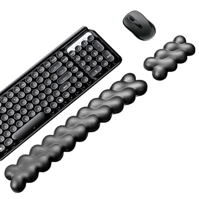 Repose-poignet en Cuir pour Clavier et Souris, Tapis de Souris Élargi Amélioré, Mousse à Mémoire de Forme Ergonomique avec Base Antidérapante pour le Travail de Bureau