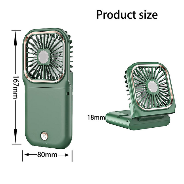 Nouveau Ventilateur de Taille Pliable Rechargeable USB à 3 Lames, Batterie Externe d'Urgence, Mini Ventilateur Portable Domestique