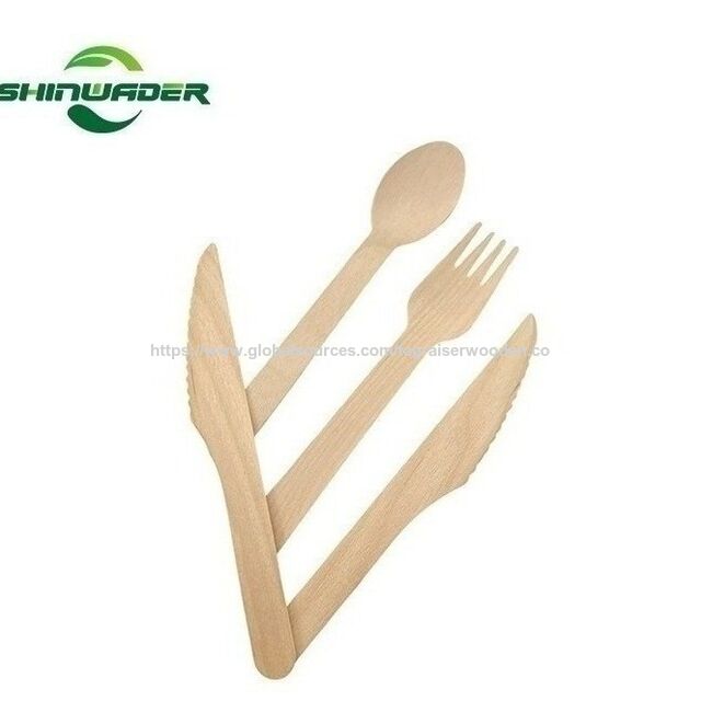 Couverts en Bois de Qualité Alimentaire, Recyclables, Biodégradables et Écologiques, Emballage Personnalisé, Vente Directe d'Usine