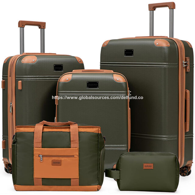Conjunto de 5 malas DELFUN TORO com rodas giratórias removíveis e trava TSA, conjunto de malas unissex de ABS rígido com bolsa tote