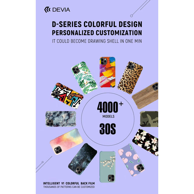 Capa de gel multicolorida Devia para celular, película traseira de tela colorida cortável para mais de 4000 modelos