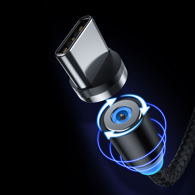 Câble de chargement USB magnétique Devia à rotation 360°, Micro, Type C, 8 broches pour mobile