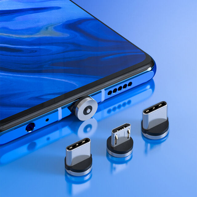 Câble de chargement USB magnétique Devia à rotation 360°, Micro, Type C, 8 broches pour mobile