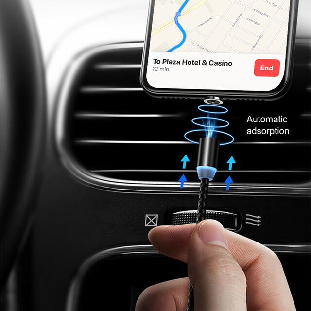 Câble de chargement USB magnétique Devia à rotation 360°, Micro, Type C, 8 broches pour mobile