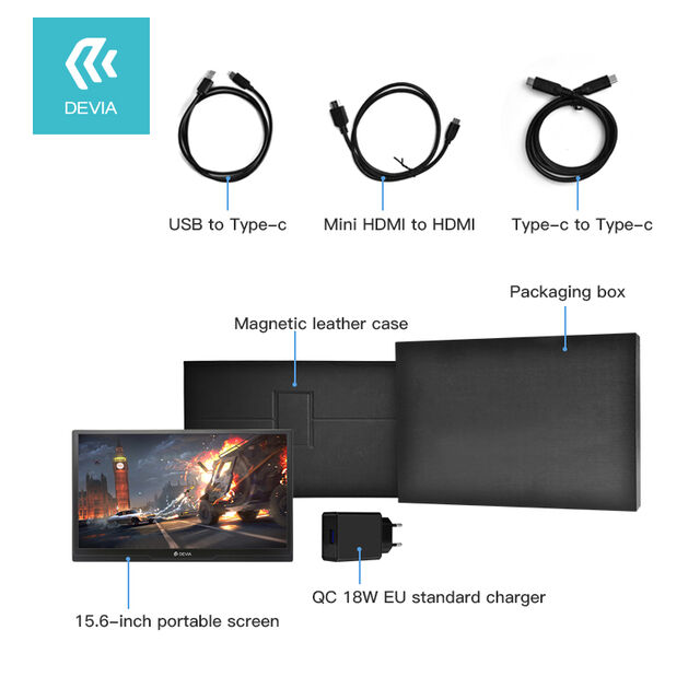 Panneaux d'affichage LCD portables Devia 15,6 pouces 6800K 1920*1080, moniteurs LCD en gros