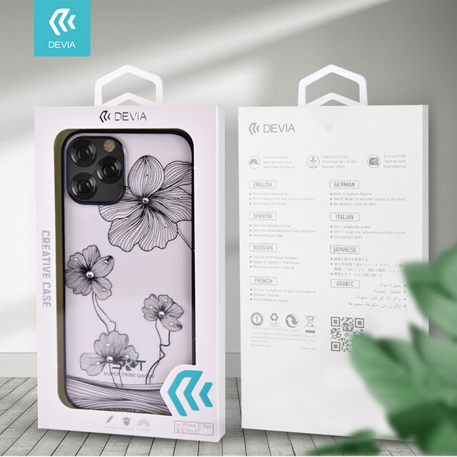 Funda Devia Cobertura Total Crystal Flora para Teléfono Móvil, Carcasa de Cristal Antigolpes