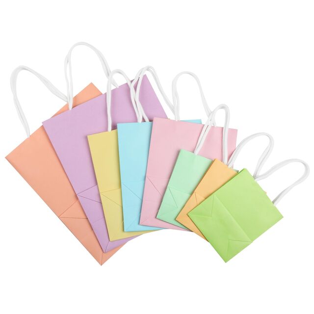 Geschenktüten aus Papier mit Henkeln, verschiedene Größen, 8er-Pack, ideal für Geschenke, Hochzeiten, Babypartys, Geburtstage, Einkäufe