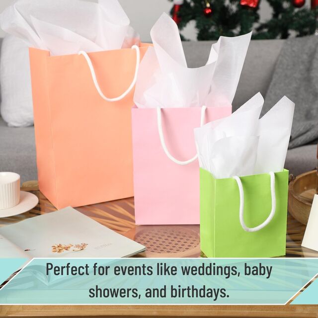 Geschenktüten aus Papier mit Henkeln, verschiedene Größen, 8er-Pack, ideal für Geschenke, Hochzeiten, Babypartys, Geburtstage, Einkäufe