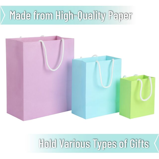 Geschenktüten aus Papier mit Henkeln, verschiedene Größen, 8er-Pack, ideal für Geschenke, Hochzeiten, Babypartys, Geburtstage, Einkäufe