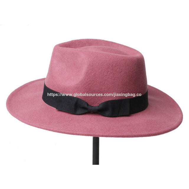 Nuevo diseño de sombrero fedora de fieltro con logo personalizado para mujer
