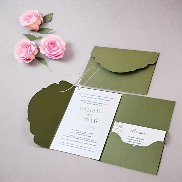 Invitación de Boda de Lujo Personalizable con Sobre a Juego - Tarjeta de Matrimonio, Tarjeta de Felicitación para Celebraciones y Bendiciones Festivas