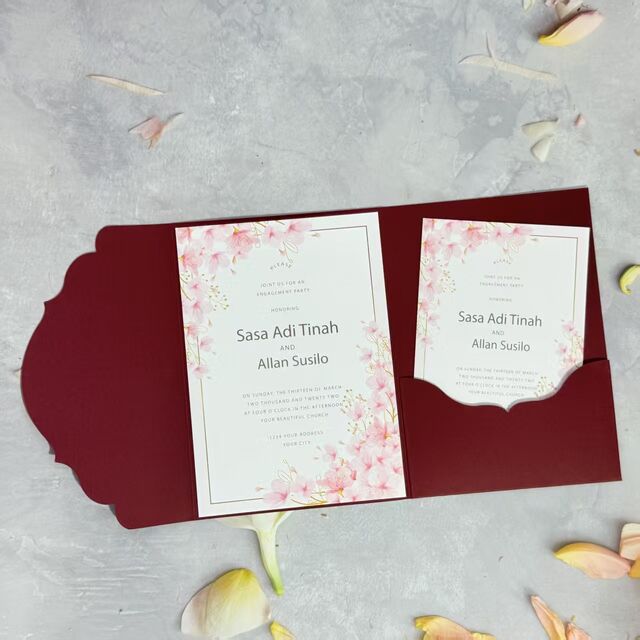 Invitación de Boda de Lujo Personalizable con Sobre a Juego - Tarjeta de Matrimonio, Tarjeta de Felicitación para Celebraciones y Bendiciones Festivas