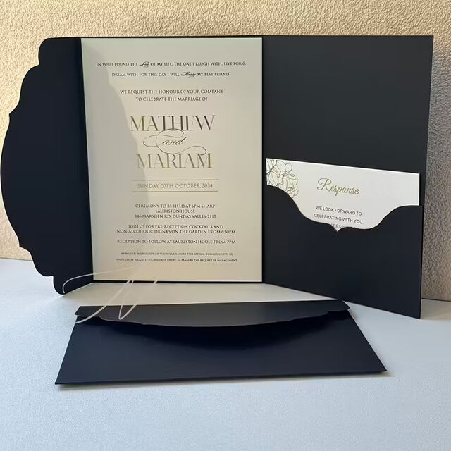 Invitación de Boda de Lujo Personalizable con Sobre a Juego - Tarjeta de Matrimonio, Tarjeta de Felicitación para Celebraciones y Bendiciones Festivas