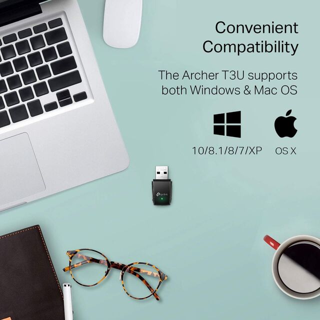 Adaptador Wi-Fi USB 1200Mbps de Alta Velocidade, Dongle de Rede Sem Fio Compatível com ROHS para Laptop e Desktop