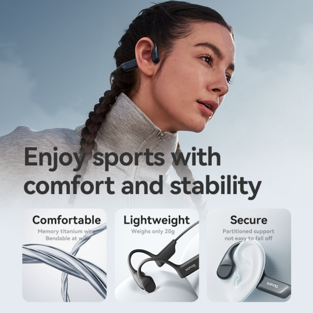Sanag B22S Vollständig offene Knochenleitung, Fit-free-Technologie, MEMS HD-Anruf, 8H lange Akkulaufzeit