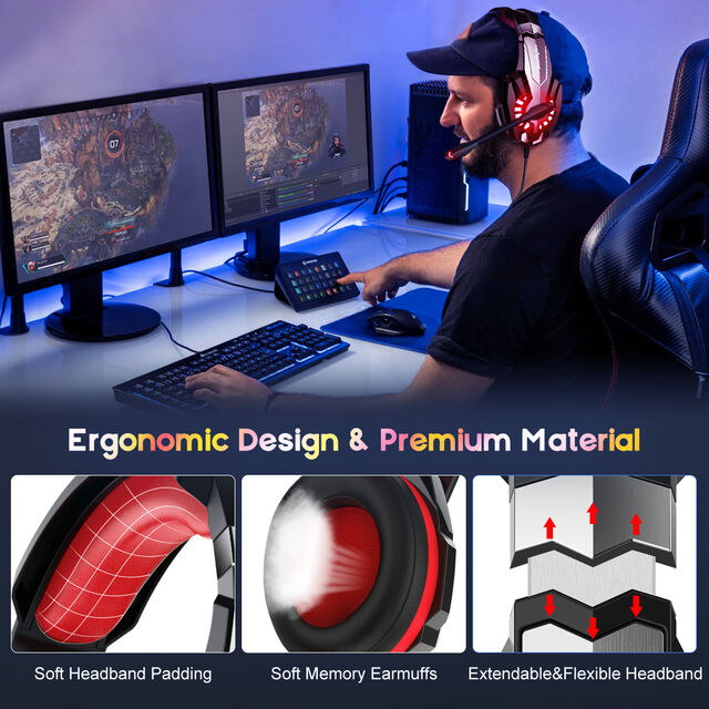 Fones de ouvido com fio com cancelamento de ruído para jovens, headsets gamer over-ear 2022
