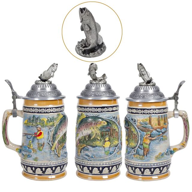 Tazones de Cerveza de Cerámica Vintage Taza de Cerveza de Gres Personalizada con Tapa de Peltre