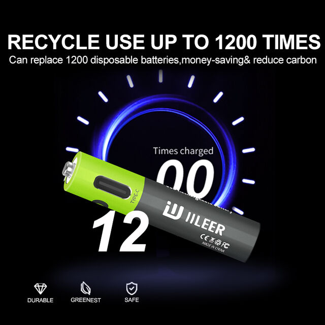 Batería Recargable Universal 10440 666mWh 3.7V 180mAh Li-ion de Larga Vida Útil con Cable de Carga