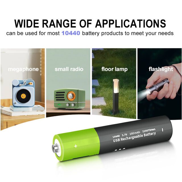 Batería Recargable Universal 10440 666mWh 3.7V 180mAh Li-ion de Larga Vida Útil con Cable de Carga