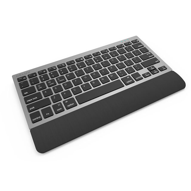 DELUX 2.4G + Bluetooth 3.0 + Bluetooth 5.0 Kabellose Multimedia-Tastatur mit abnehmbarer Handballenauflage