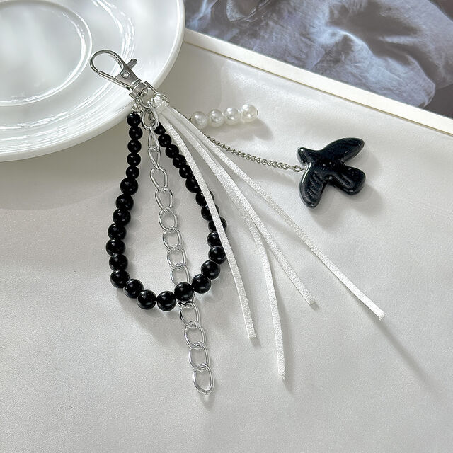 Al por mayor Nuevo Colgante Llavero de Moda Versátil en Forma de Corazón y Pájaro con Perla Artificial, Cristal y Piedra CCB para Decoración de Bolsos y Llaves