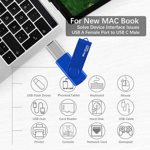 Classic Blue 8GB USB Flash Drive with Swivel Cap for Portable Data Transfer USB 2.0 Compliant