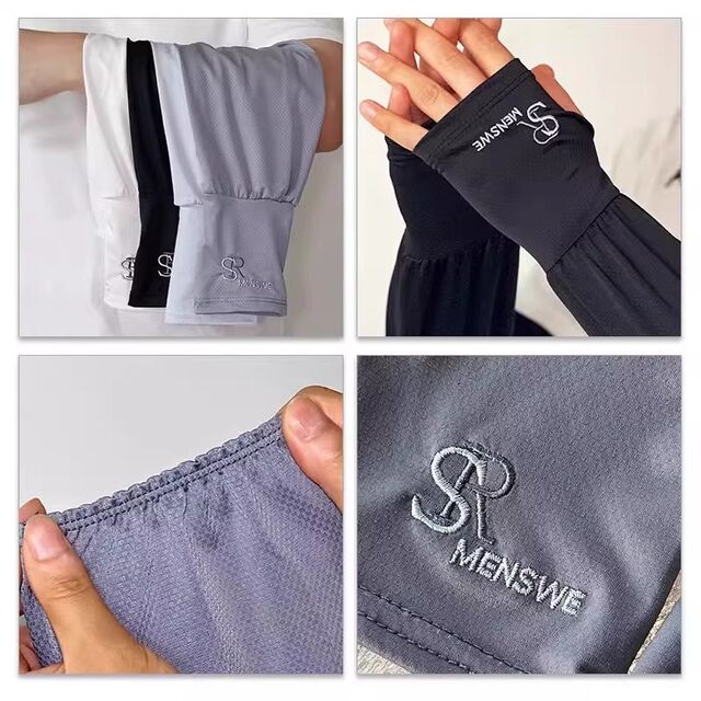 Manchons en soie glacée pour hommes, étendus et élargis, protection solaire d'été, manches anti-UV, manchons de bras