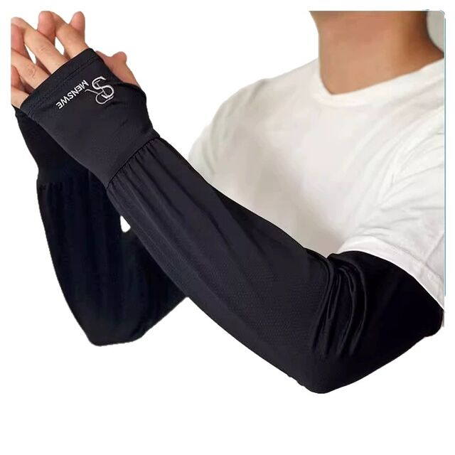 Manchons en soie glacée pour hommes, étendus et élargis, protection solaire d'été, manches anti-UV, manchons de bras