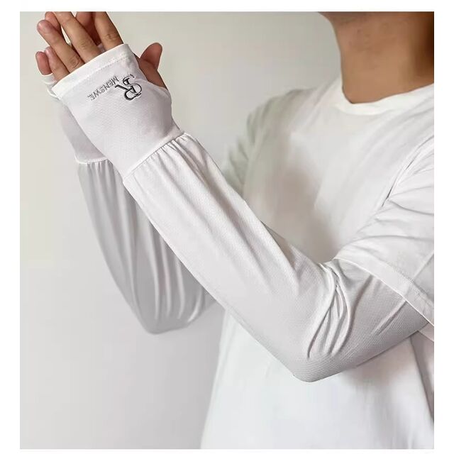 Manchons en soie glacée pour hommes, étendus et élargis, protection solaire d'été, manches anti-UV, manchons de bras