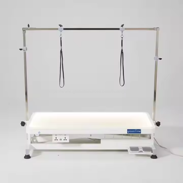 Mesa de peluquería canina eléctrica al por mayor con luz LED, mesa de aseo veterinaria