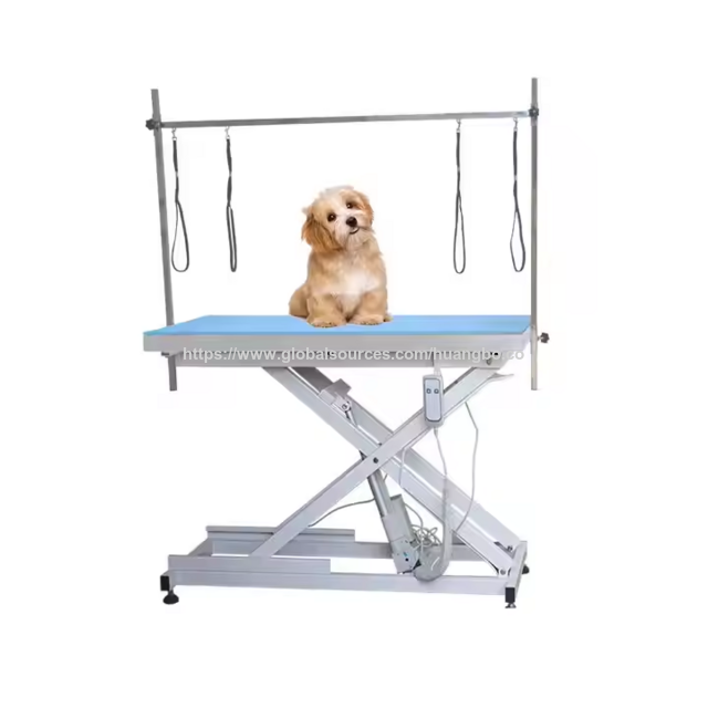 Mesa de peluquería canina eléctrica al por mayor con luz LED, mesa de aseo veterinaria