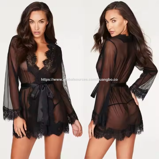 Venta al por mayor de lencería sexy, camisón y tanga para mujer. Atractivo conjunto de lencería de encaje, ropa de dormir, picardías para mujer.