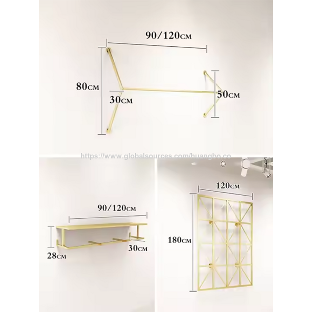 Maßgefertigte Bekleidungsgeschäft Möbel Boutique Schwerlast Goldener Kleiderständer Damenbekleidung Display Rack für Geschäfte