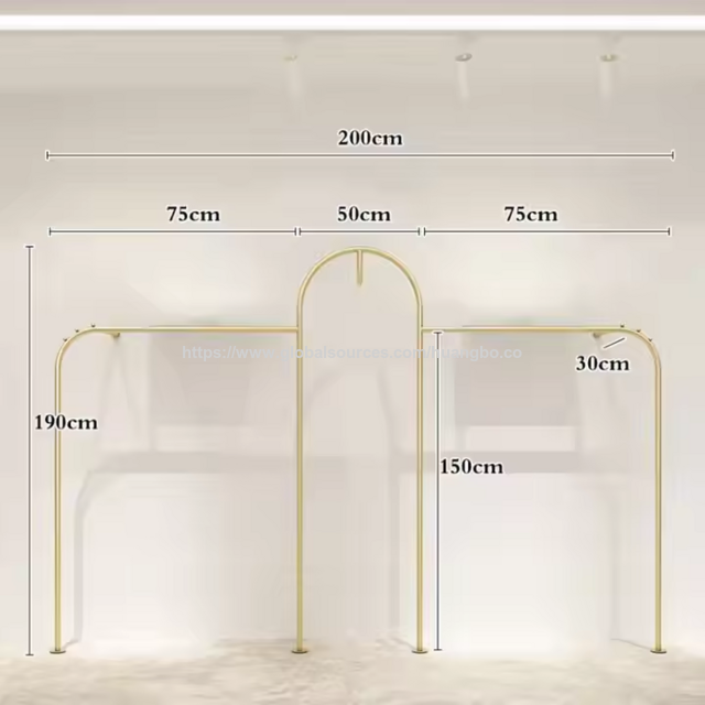 Maßgefertigte Bekleidungsgeschäft Möbel Boutique Schwerlast Goldener Kleiderständer Damenbekleidung Display Rack für Geschäfte