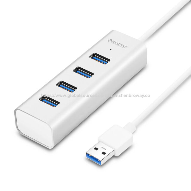 Concentrador USB 3.0 Broway de 4 puertos, HUB Tipo A de Aluminio