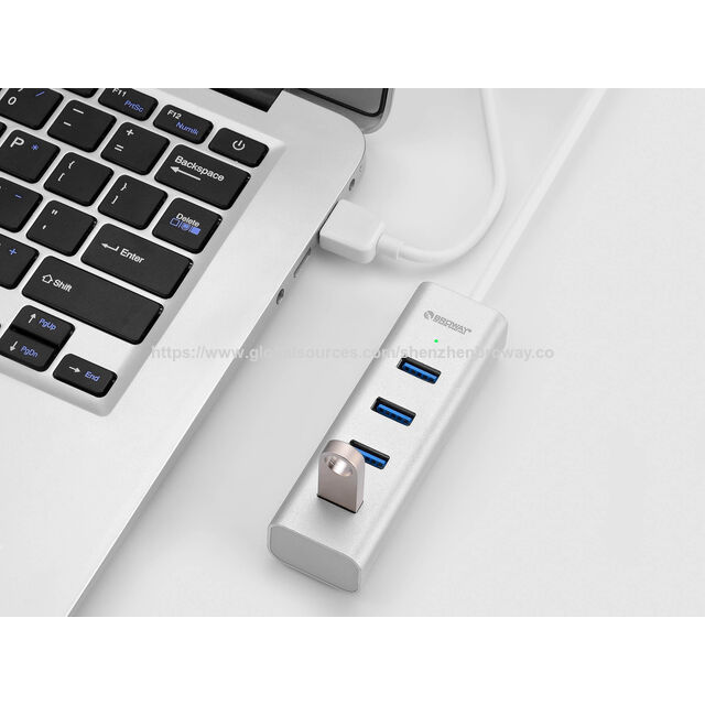Concentrador USB 3.0 Broway de 4 puertos, HUB Tipo A de Aluminio
