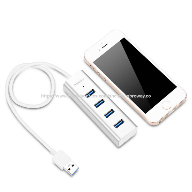 Concentrador USB 3.0 Broway de 4 puertos, HUB Tipo A de Aluminio