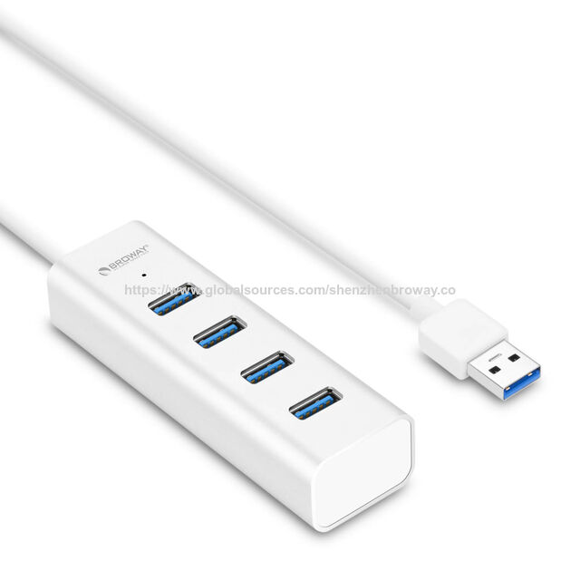 Concentrador USB 3.0 Broway de 4 puertos, HUB Tipo A de Aluminio