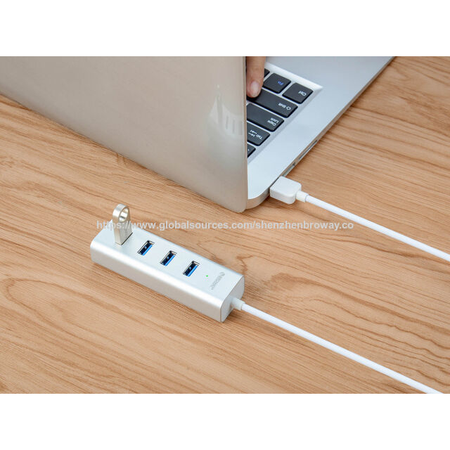 Concentrador USB 3.0 Broway de 4 puertos, HUB Tipo A de Aluminio