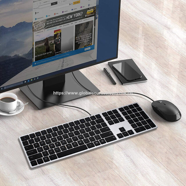 Teclado de escritório multimídia fino com fio USB ergonômico padrão britânico em promoção