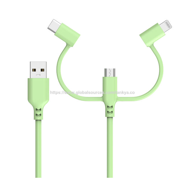 Câble 3 en 1 en Silicone Souple avec Licence MFi