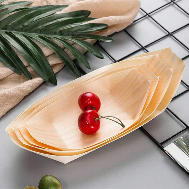 Bandeja Desechable de Madera para Alimentos, Grado Alimenticio, para Sushi y Salsas