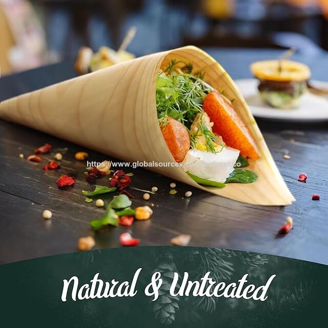 Cono Desechable de Madera para Salsas y Pasteles - 100% Ecológico
