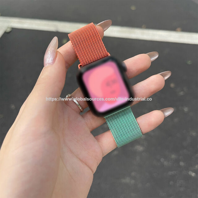 Tali Jam Tangan Stainless Steel Gradien untuk Apple Watch, Gelang Loop Milanese Magnetik untuk iWatch Series 9 8 7 6 5 4